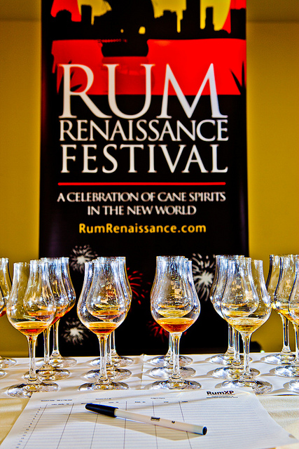Rum Renaissance 2012 banner with glasses in front